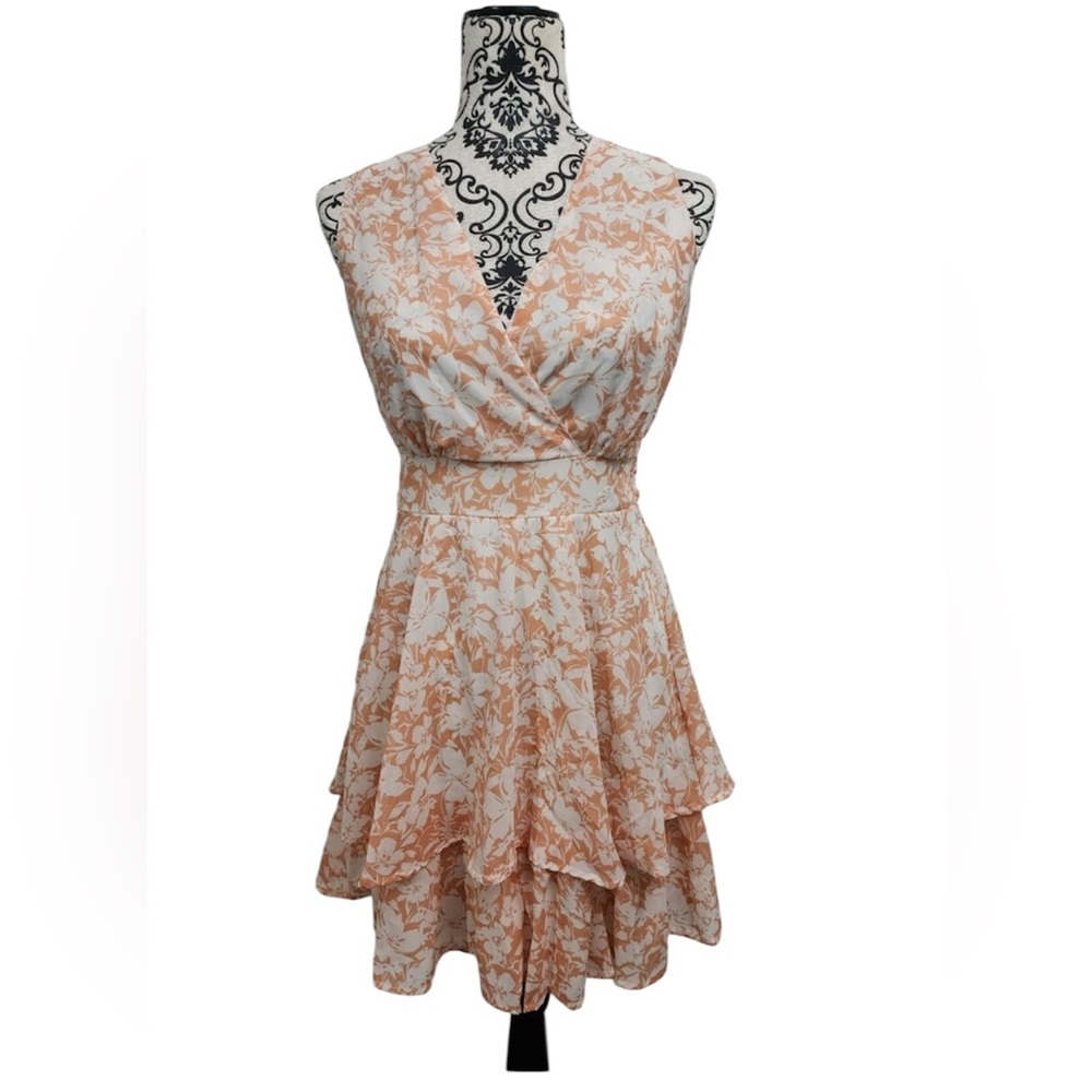 Japna Peach Floral High Low Dress
